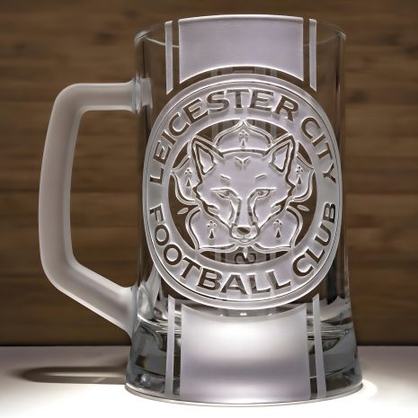 Пивной бокал с гравировкой ФК Leicester City с матовой ручкой