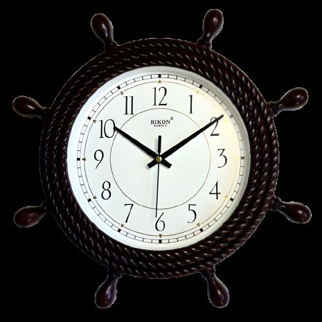 Морський настінний годинник Штурвал3-R (35 см) Rikon, темно-коричневий Морський настінний годинник Штурвал3-R (35 см) Rikon, темно-коричневий