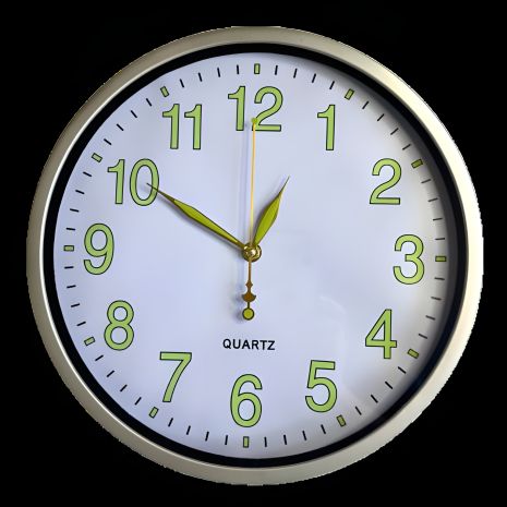 Фосфорний настінний годинник Світиться (30 см) Timelike™ Ph-01-W сріблястий