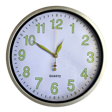 Фосфорний настінний годинник Світиться (30 см) Timelike™ Ph-01-W сріблястий