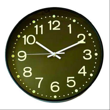 Фосфорний настінний годинник Світиться Круглий (30 см) Timelike™ Ph-01-Br чорний1