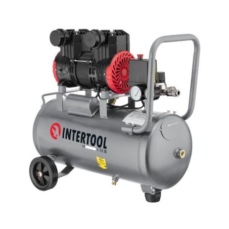 Компресор, 24 л, 1,1 кВт, 220 В, 8 атм, 200 л/хв, 2800 об/хв, безмасляний, 2 циліндри INTERTOOL PT-0029