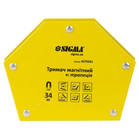 Магніт для зварювання трапеція 34кг 105×65×65×45мм (30,45,60,75,90,135°) SIGMA 4270361