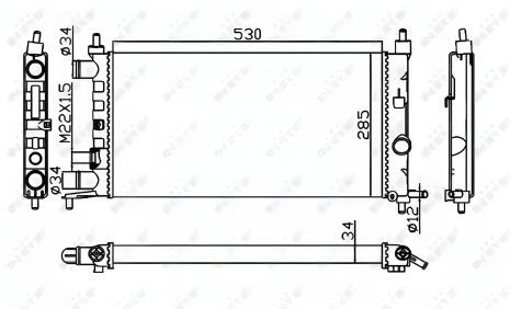 Охолоджуючий радіатор двигуна OPEL CORSA B, NRF (58155)