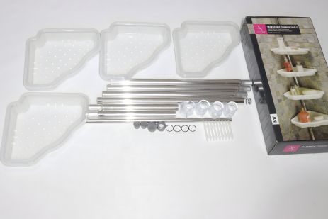 Кутова алюмінієва полиця чотириярусна Prima Nova для ванної