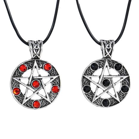 Подвеска кулон Пентаграмма амулет Сверхъестественное талисман с черными камнями