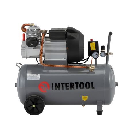 Компрессор, 50 л, 3,0 кВт, 220 В, 10 атм, 420 л/мин, 2 цилиндра INTERTOOL PT-0007