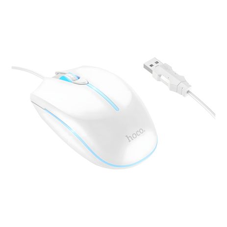 Hoco GM37 Игровая USB Мышь Сияющая друга изумительная белая