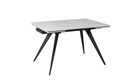 Торі обідній розкладний стіл білий 1200/1800х800х750 мат/чорні ноги