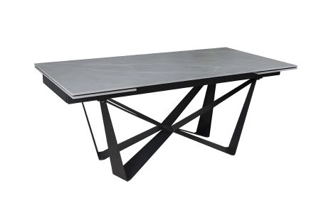 Раздвижной обеденный стол Аспен 1800/2600x900x750, серый мат, черные ножки