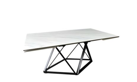 Обідній стіл Містері розкладний 1600/2400х900х750 білий мат, чорні ноги Обідній стіл Містері розкладний 1600/2400х900х750 білий мат, чорні ноги