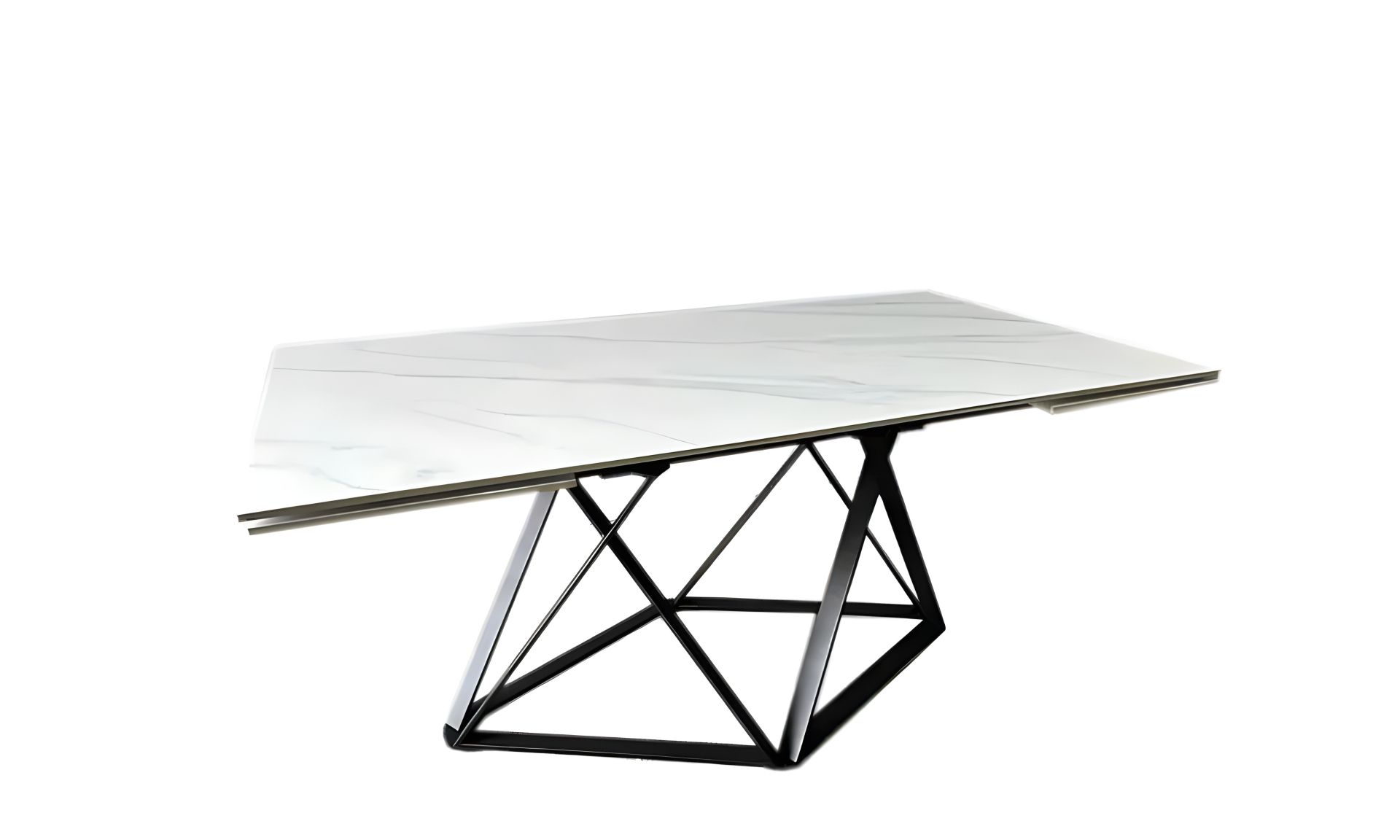 Обідній стіл Містері розкладний 1600/2400х900х750 білий мат, чорні ноги Обідній стіл Містері розкладний 1600/2400х900х750 білий мат, чорні ноги