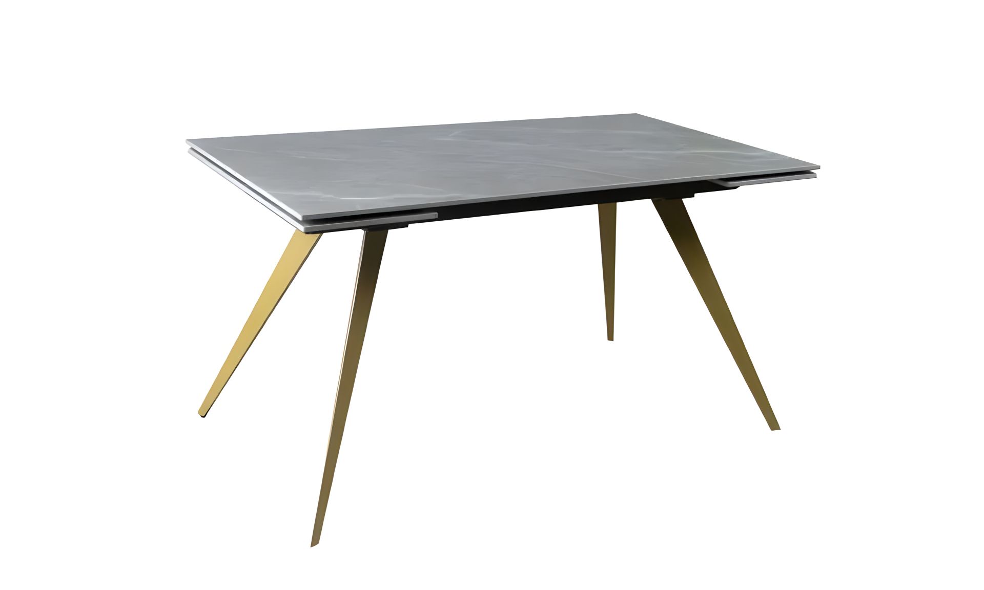 Сірий матовий обідній стіл "Стар" (1400/2000x800x750) із золотими ногами Сірий матовий обідній стіл "Стар" (1400/2000x800x750) із золотими ногами