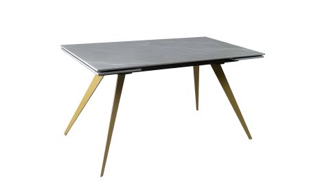 Сірий матовий обідній стіл "Стар" (1400/2000x800x750) із золотими ногами Сірий матовий обідній стіл "Стар" (1400/2000x800x750) із золотими ногами