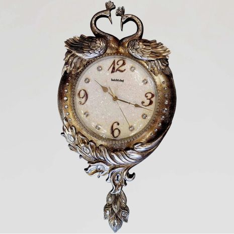 Настенные красивые часы с стразами камнями "Павлины" с маятником (75 см) Time Настенные красивые часы с стразами камнями "Павлины" с маятником (75 см) Time