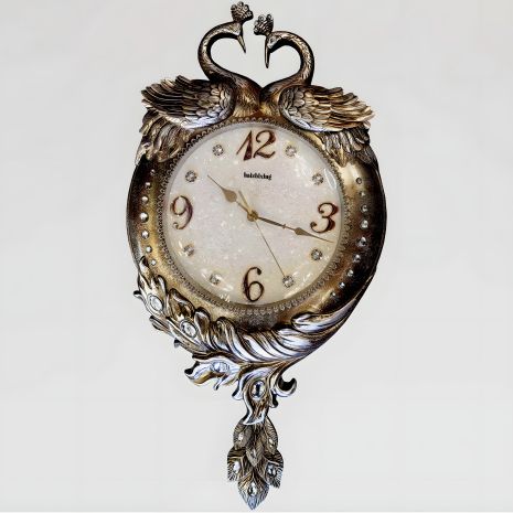 Настінний годинник з камінням "Павлин", з маятником (75 см), Time