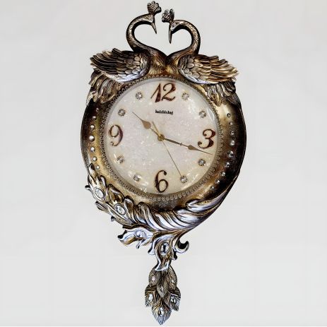 Настінний годинник з камінням "Павлин", з маятником (75 см), Time