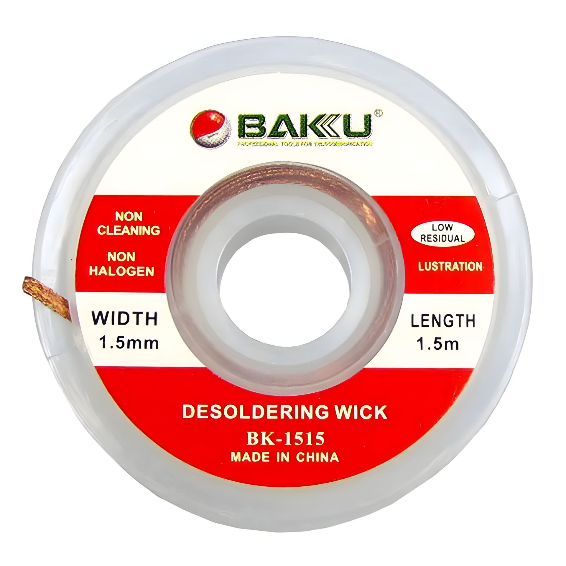 Очищувач припою Baku BK-1515 (червона етикетка, 1.5mm x 0.75m) Очищувач припою Baku BK-1515 (червона етикетка, 1.5mm x 0.75m)
