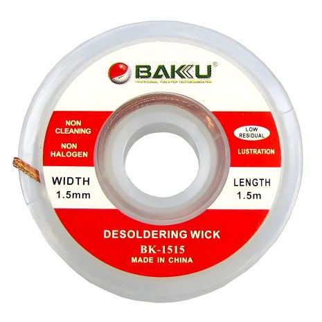 Очищувач припою Baku BK-1515 (червона етикетка, 1.5mm x 0.75m) Очищувач припою Baku BK-1515 (червона етикетка, 1.5mm x 0.75m)