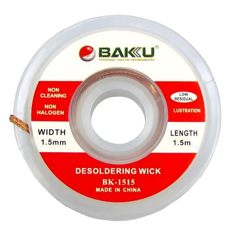Очищувач припою Baku BK-1515 (червона етикетка, 1.5mm x 0.75m) Очищувач припою Baku BK-1515 (червона етикетка, 1.5mm x 0.75m)