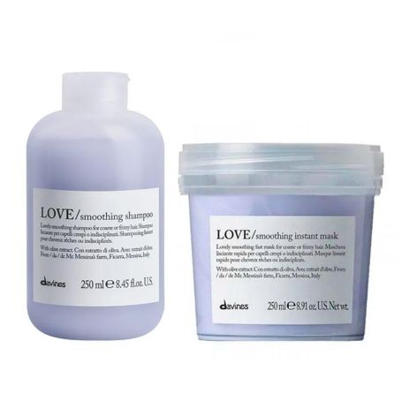 Набор Davines Love Lovely Smoothing шампунь и маска для разглаживания волос, 2х250 мл