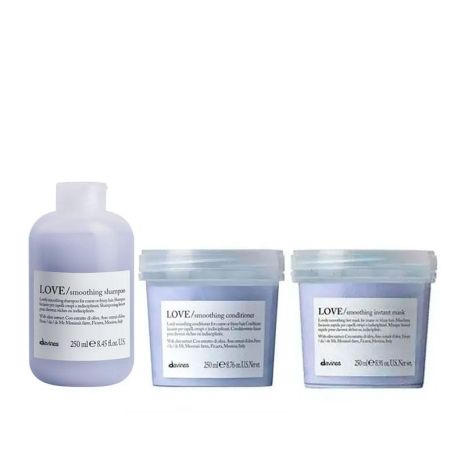 Набір Davines Love Lovely Smoothing шампунь, кондиціонер та маска для розгладження волосся, 3х250 мл
