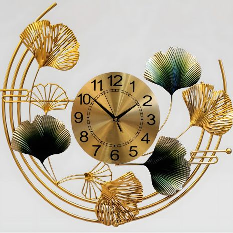 Бесшумные красивые часы на стену (60х50 cм) в спальню зал "Гармония-G" NC золотистые
