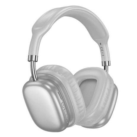 Накладні навушники HOCO W52 Wonderful, BT headphones, BT5.4, AUX, TF, 400mAh, 46h, silver Накладні навушники HOCO W52 Wonderful, BT headphones, BT5.4, AUX, TF, 400mAh, 46h, silver
