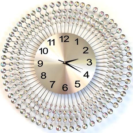 Безшумний гарний годинник на стіну (70 cм) в спальню вітальню "Коло-G" NC сріблястий Безшумний гарний годинник на стіну (70 cм) в спальню вітальню "Коло-G" NC сріблястий