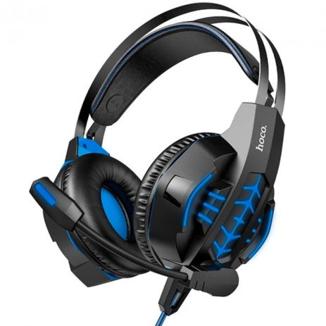 Ігрові накладні навушники Hoco W102 Cool, USB, 3.5mm, 2m, Синій