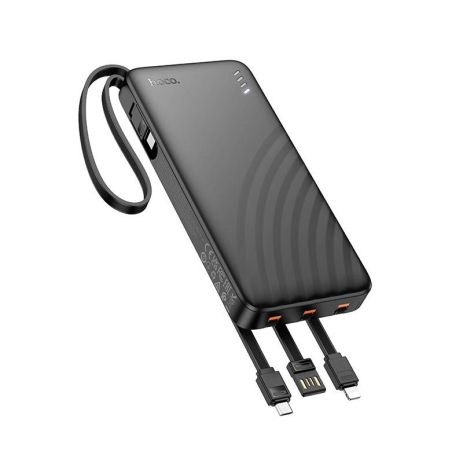 Повербанк HOCO J146, 10000mAh, Night tide power bank with 4 cables, 1USB, 1Type-C, 2А, black