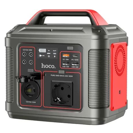 Портативна електростанція HOCO DB28, 80000mAh, 300W, 3USB, Type-C, AC, PD, QC, black