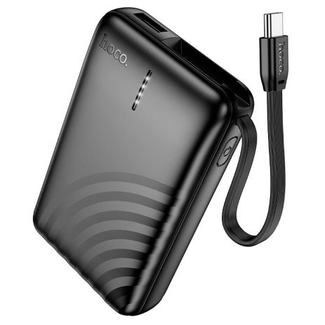 Повербанк HOCO Strong J134A, Power Bank with cable (Type-C) 10000mAh, 1USB, 1Type-C, 2A, black