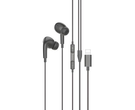 Hoco M111 Pro вакуумні дротові навушники з мікрофоном, Lightning, 1.2m, Чорні Hoco M111 Pro вакуумні дротові навушники з мікрофоном, Lightning, 1.2m, Чорні