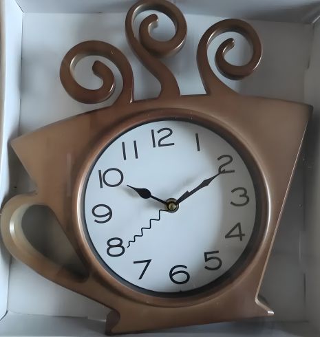 Кухонные настенные часы "Чашка1-Wh" Коричневые (30х28 см) Time