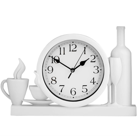 Настінний годинник для кухні "Чашка3-Wh" Бутиль Білий (40х26 см) Time