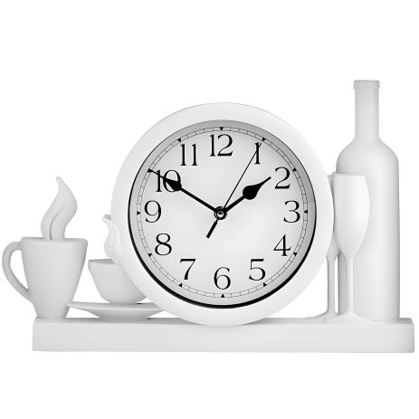 Настенные часы для кухни "Чашка3-Br" Белые (40х26 см) Time Настенные часы для кухни "Чашка3-Br" Белые (40х26 см) Time