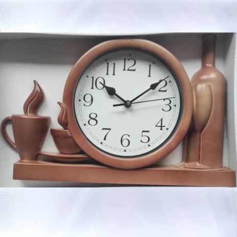 Настінний годинник для кухні "Чашка3-Br" Коричневий (40х26 см) Time