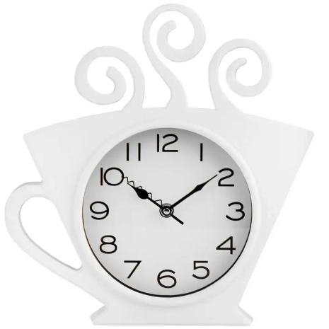 Настінний годинник для кухні "Чашка1-Br" Білий (30х28 см) Time Настінний годинник для кухні "Чашка1-Br" Білий (30х28 см) Time