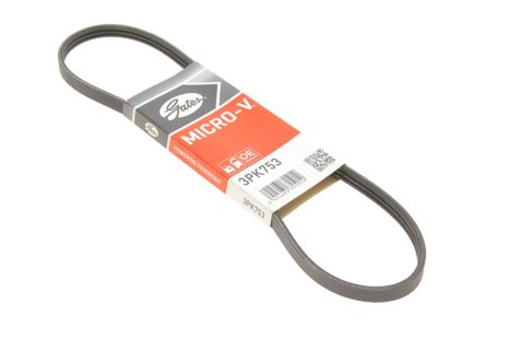 Полікліновий ремінь NISSAN KUBISTAR, DACIA SANDERO, GATES (3PK753)