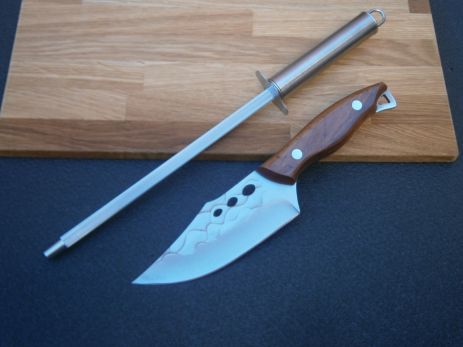 Ніж кухарський Sakuri Рremium Lux RT-6802 фултанг 22 см + Мусат для заточування та правки ножів Chef КТ-40