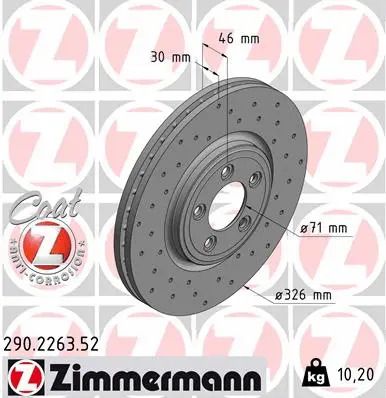 Диск тормозной JAGUAR XF, JAGUAR XK, JAGUAR XJ, ZIMMERMANN (290226352)