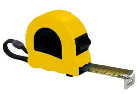 Рулетка 5 м х 19 мм фіксатор полотна кнопка STOP протиковзкий гачок MASTERTOOL 65-2105