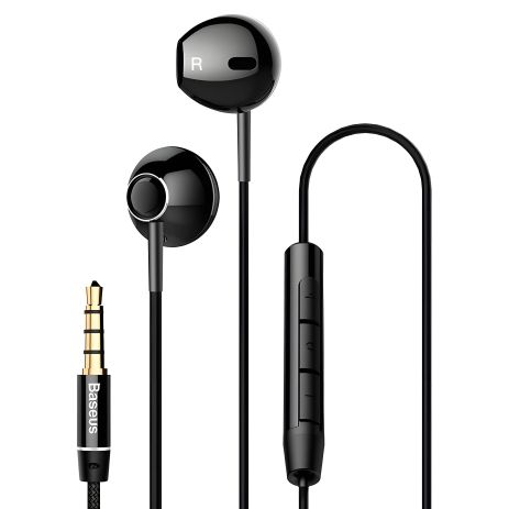 Дротові навушники BASEUS Enock H06 lateral in-ear, 3.5mm, 1.2m, Black, NGH06-01 - Аудіо аксесуари