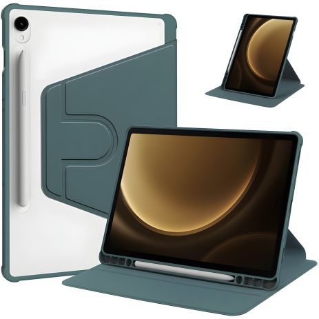 Чохол TPUCristal Pen holder 360 для Samsung Galaxy Tab S10 FE+, Темно-зелений Чохол TPUCristal Pen holder 360 для Samsung Galaxy Tab S10 FE+, Темно-зелений