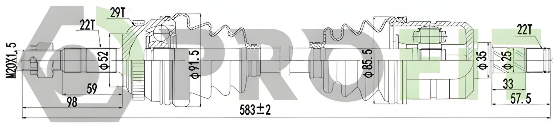 Приводной вал, полуось PROFIT (27300769) Приводной вал, полуось PROFIT (27300769)