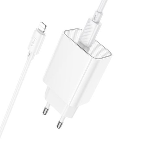 Сетевое зарядное устройство Hoco C143A Type-C PD white + кабель Type-C to Lightning Сетевое зарядное устройство Hoco C143A Type-C PD white + кабель Type-C to Lightning