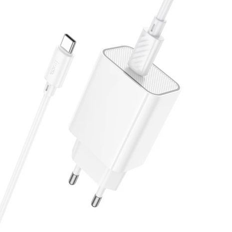 Сетевое зарядное устройство Hoco C143A Type-C PD white + кабель Type-C to Type-C