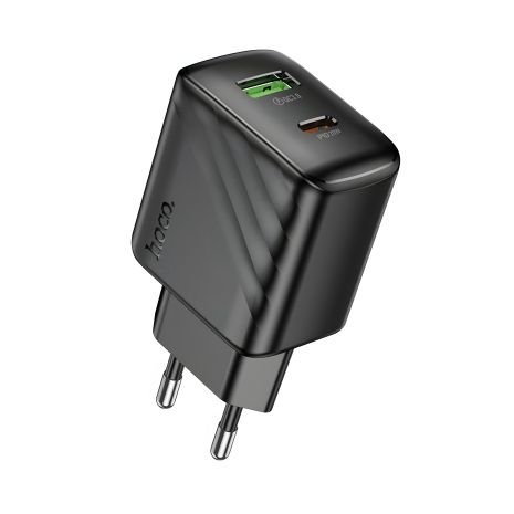 Мережевий зарядний пристрій Hoco CS25A, USB, Type-C, QC, PD, black Мережевий зарядний пристрій Hoco CS25A, USB, Type-C, QC, PD, black