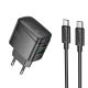 Сетевое Зарядное Устройство Hoco CS61A 1USB/1USB-C PD/QC 30W+Type-C to Type-C Черный